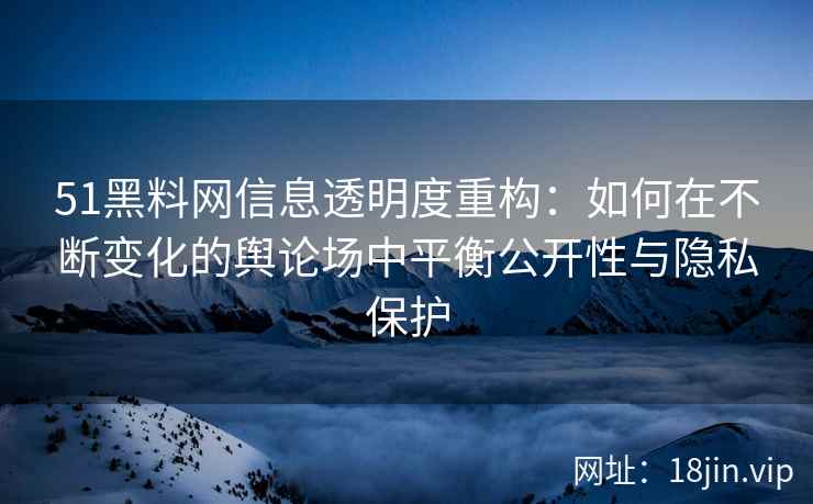 51黑料网信息透明度重构:如何在不断变化的舆论场中平衡公开性与隐私保护 51黑料网信息透明度重构:如何在不断变化的舆论场中平衡公开性与隐私保护