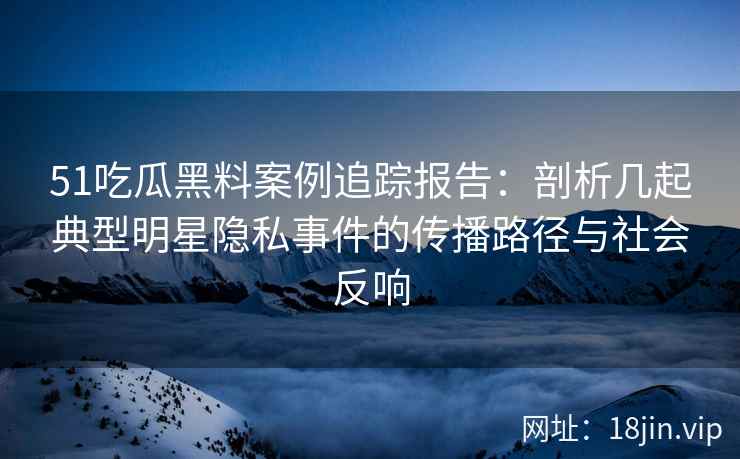 51吃瓜黑料案例追踪报告：剖析几起典型明星隐私事件的传播路径与社会反响